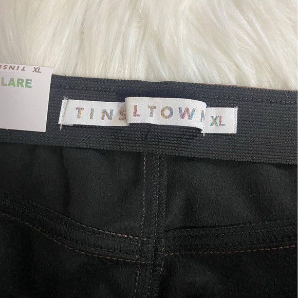 NWT Tinseltown Sz XL Brown Faux Leather High Rise Flare Legs Women’s Pants - Picture 8 of 11